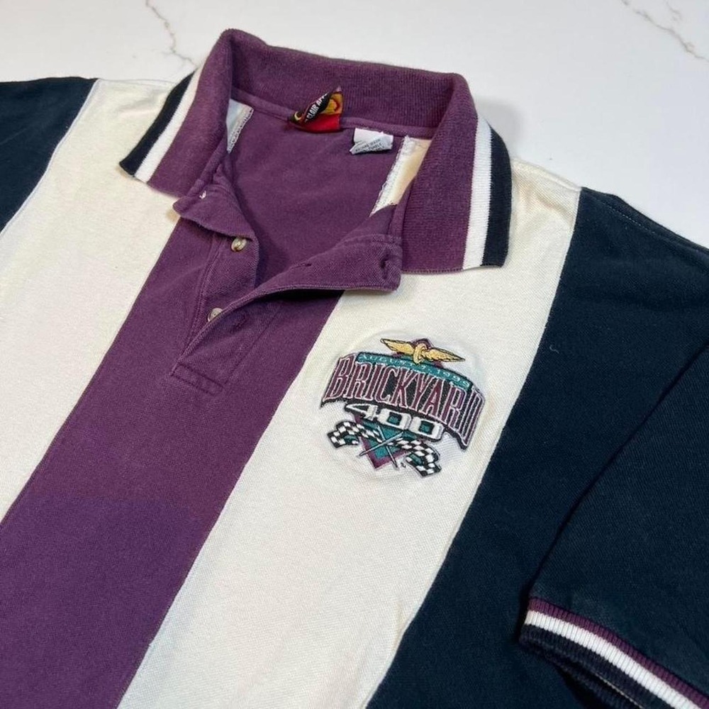 St Clair Apparel Polo Mens Large Brickyard 400 1999 NASCAR Colorblock Cotton